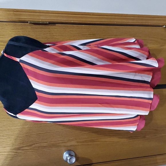 Torrid striped layered adjustable strap flutter tank top euc orange red black - Picture 1 of 7